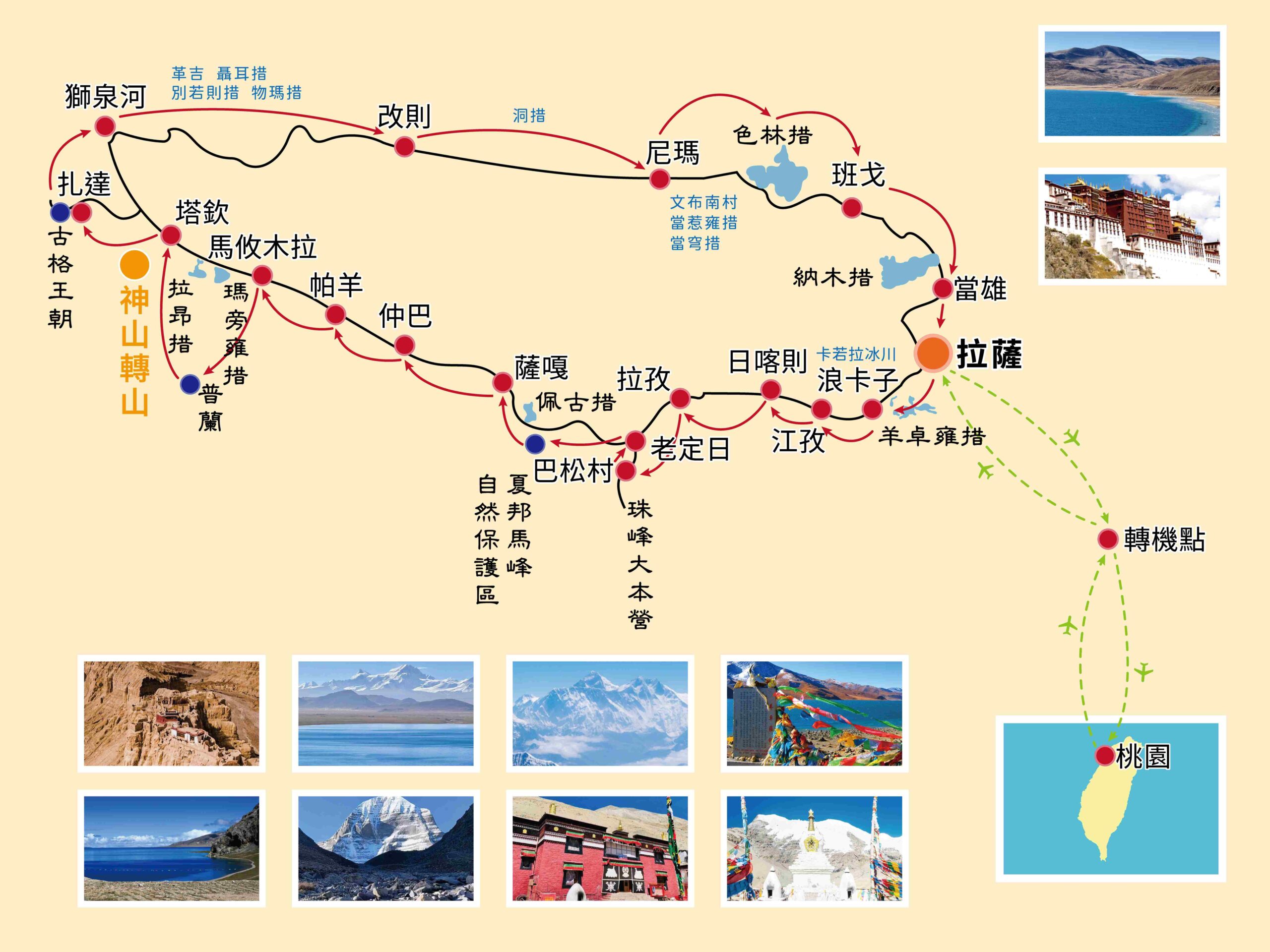 西藏轉山18日地圖 工作區域