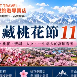 西藏林芝桃花節11日行程主視覺,桃花谷地與連綿雪峰